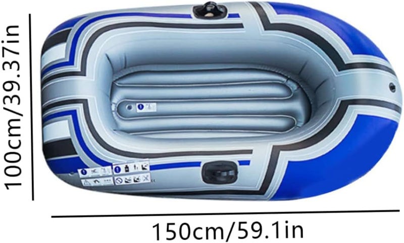 woobles Inflatable Fishing Boat, Inflatable Boat PVC 1-Person Portable Foldable Hard Bottom Fishing Drift Raft Kayak with Inflator Peddles, Inflatable Boat - Image 2